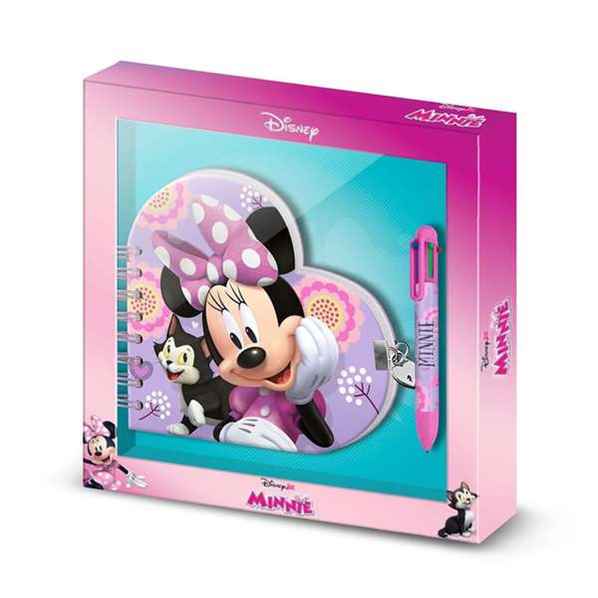 Libreta de Anillas con Bolígrafo Minnie Mouse Lila 80 Hojas 24 x 23 x 2,5 cm