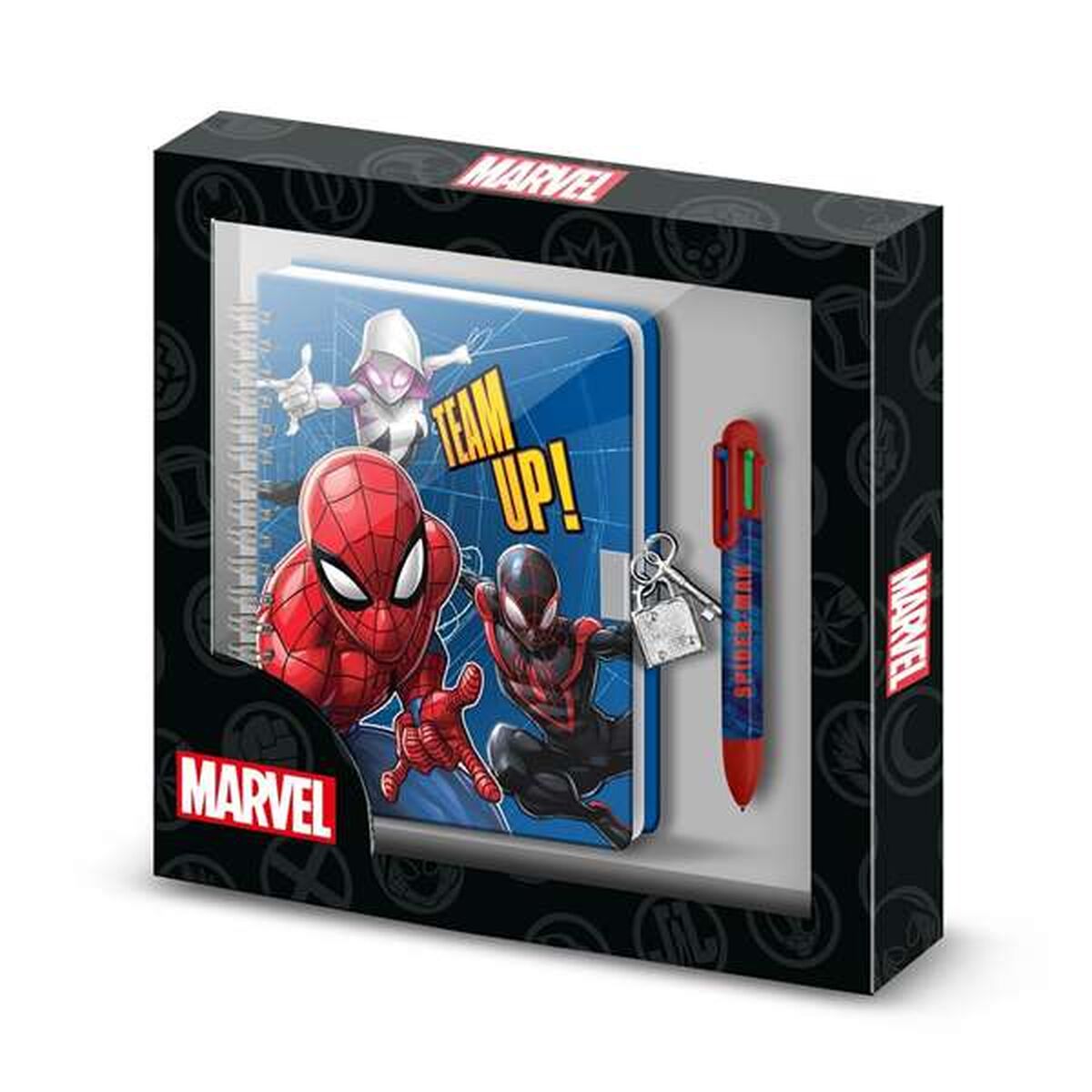 Libreta de Anillas con Bolígrafo Spider-Man Azul 24 x 23 x 2,5 cm A5