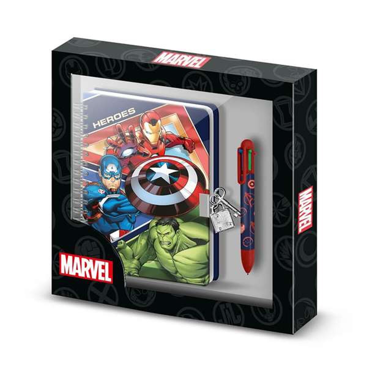 Libreta de Anillas con Bolígrafo The Avengers Azul 24 x 23 x 2,5 cm A5