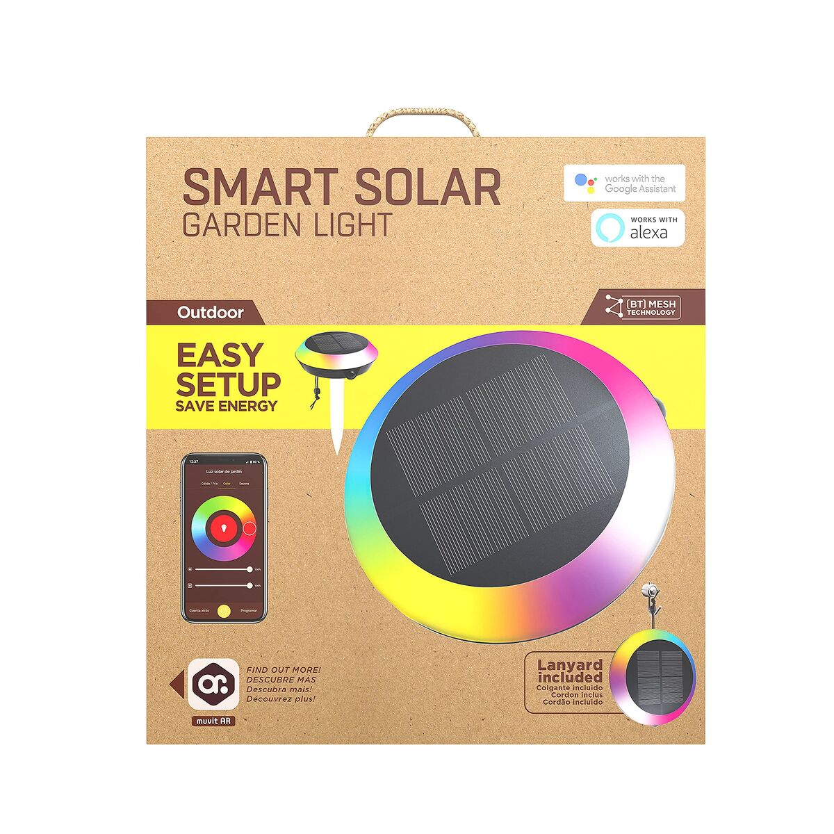 muvit iO Luz Solar de Jardín Wireless Mesh con Detección de movimiento