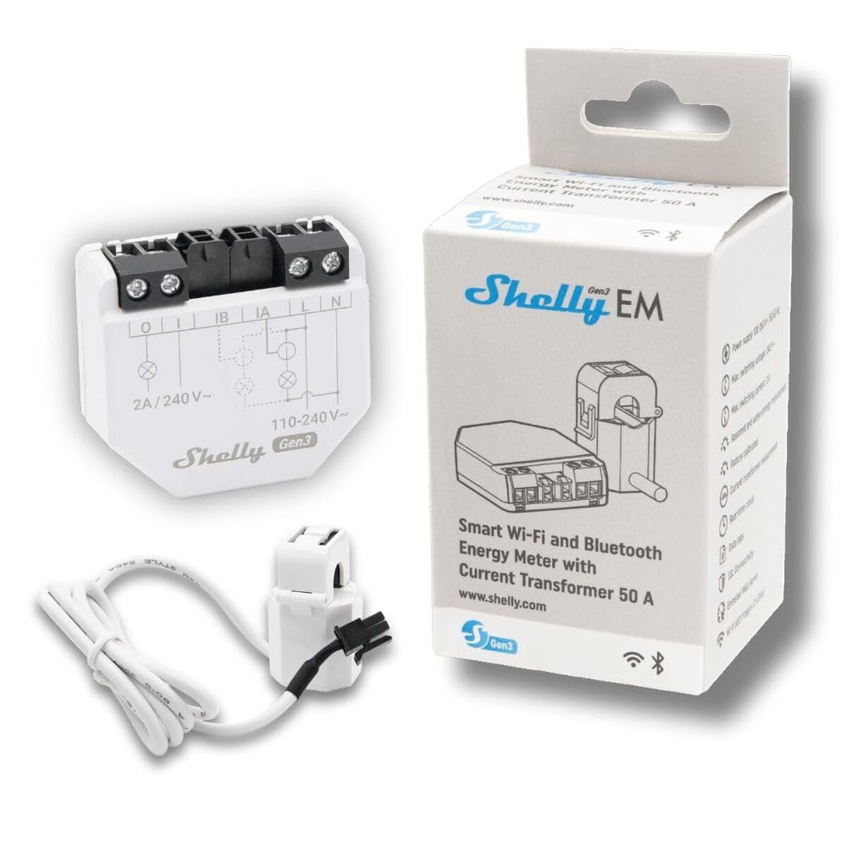 Módulo switch Wi-Fi Shelly EM GEN3 + 50 A CT