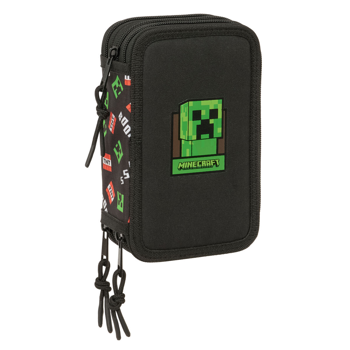 Plumier Triple Minecraft Negro 12,5 x 19,5 x 5,5 cm 37 Piezas