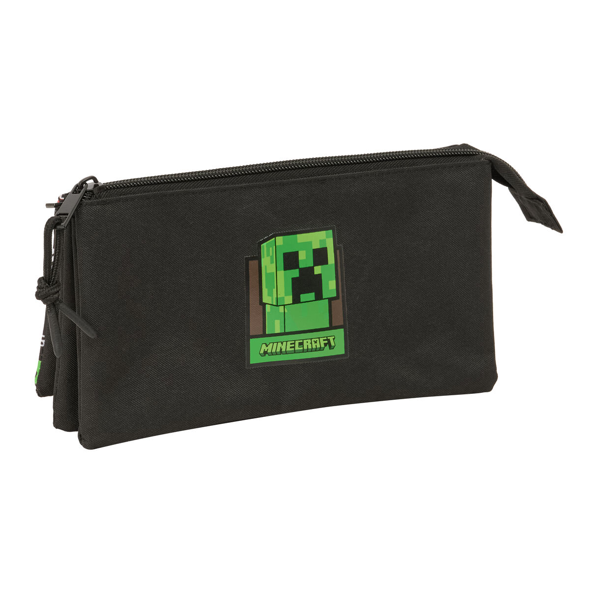 Portatodo Triple Minecraft Negro 22 x 12 x 3 cm