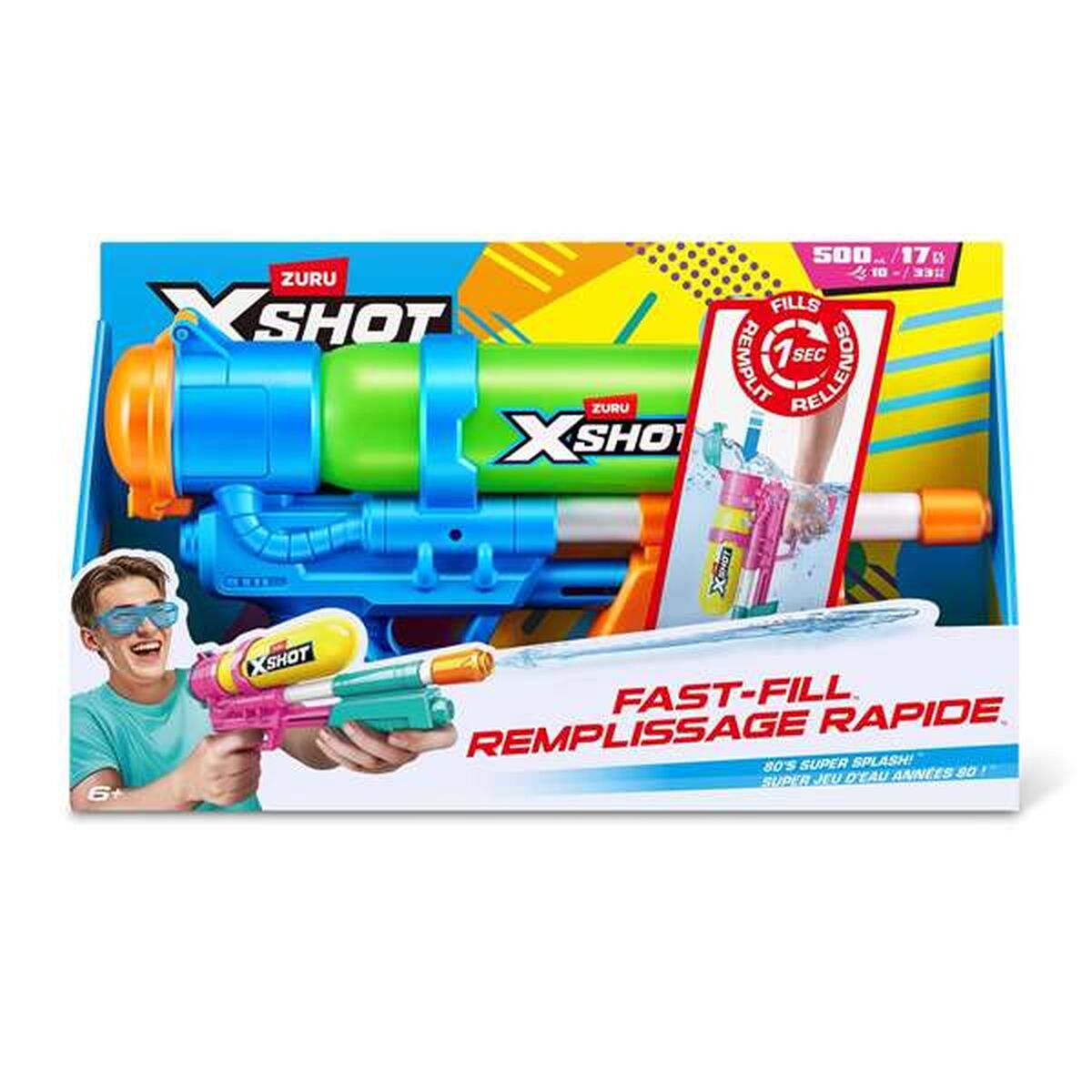 Pistola de Agua Zuru X-Shot Retro 80's Super Splash 22 X 40 X 7,6 CM