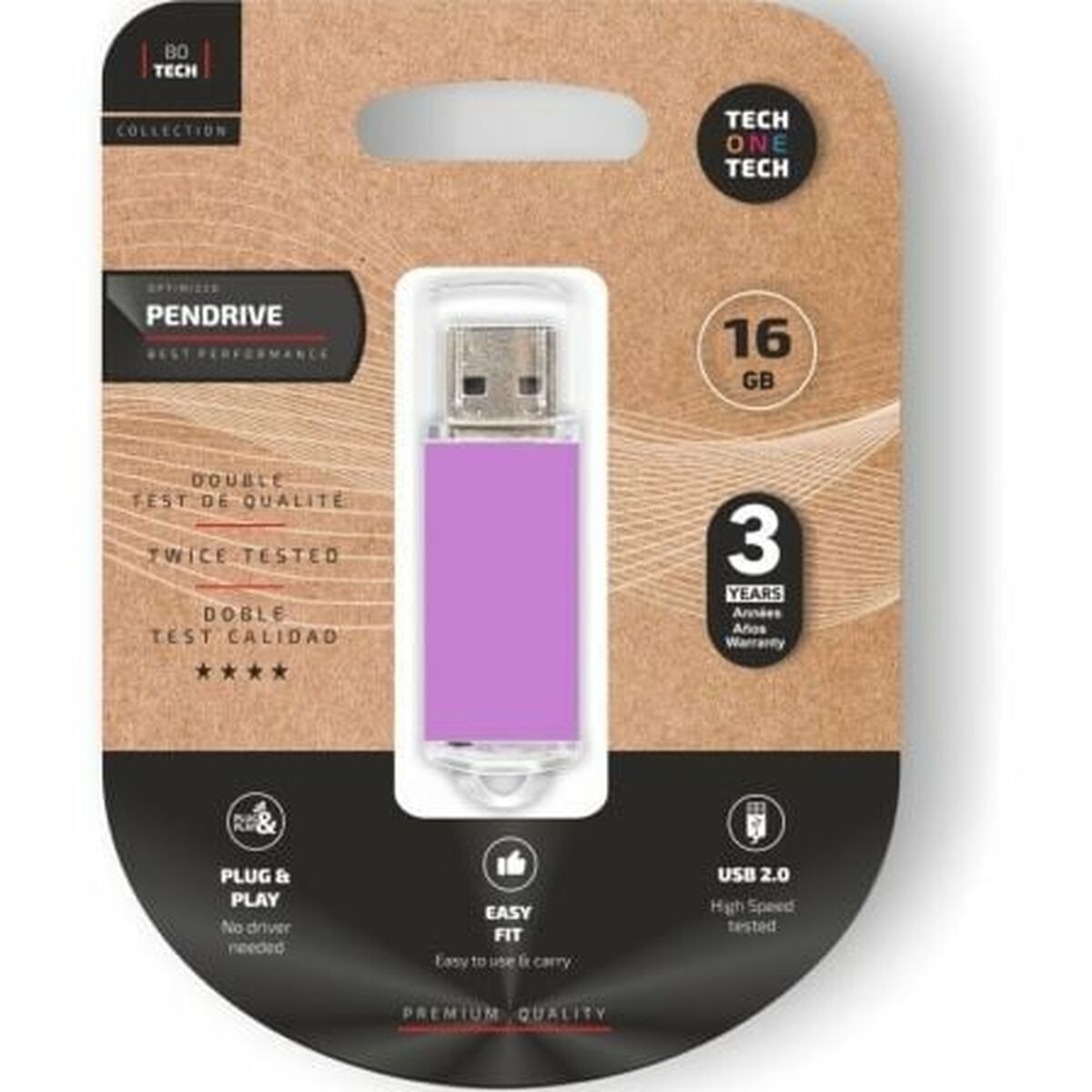 Memoria USB Tech One Tech Basic Púrpura 16 GB