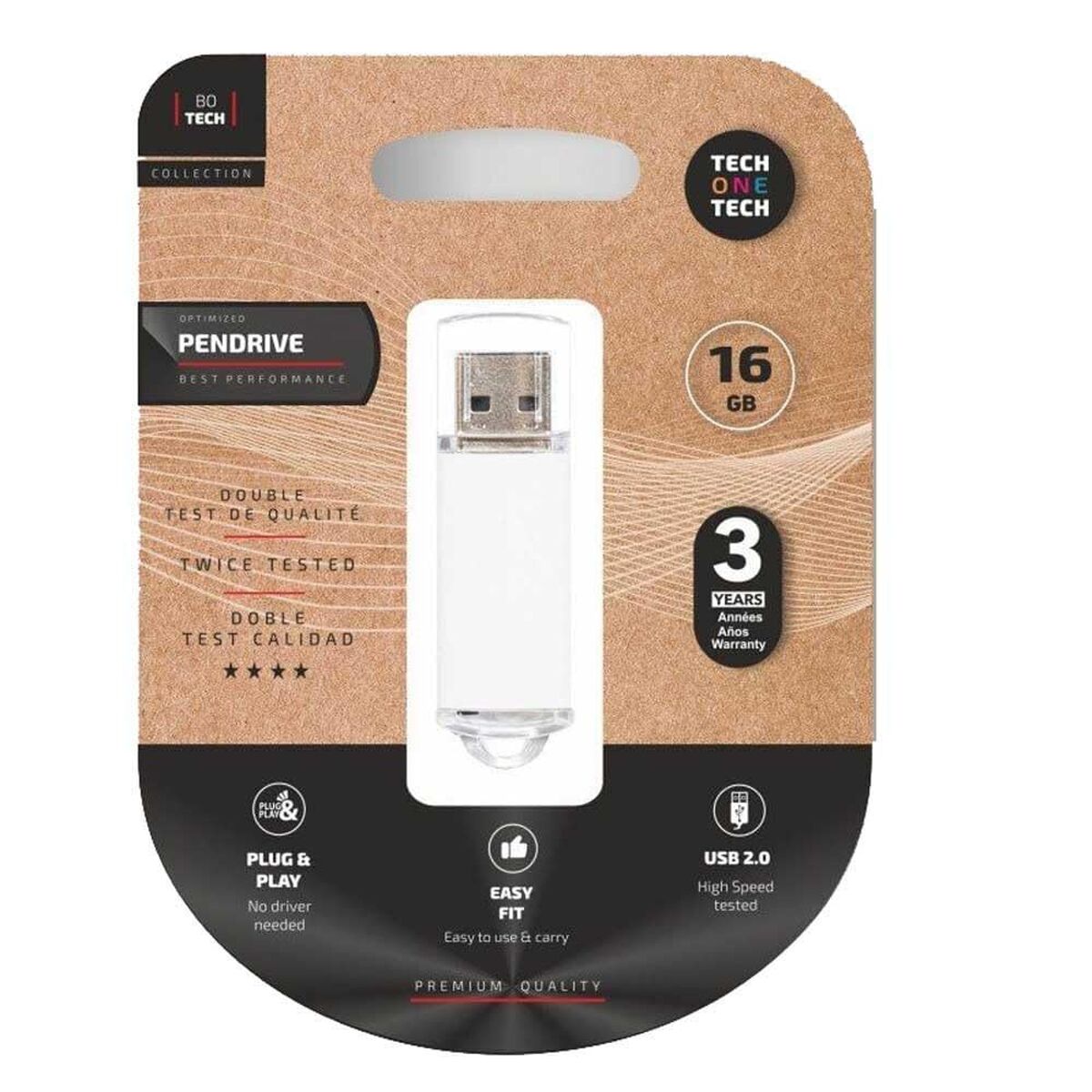 Memoria USB Tech One Tech Basic Blanco Plateado 16 GB