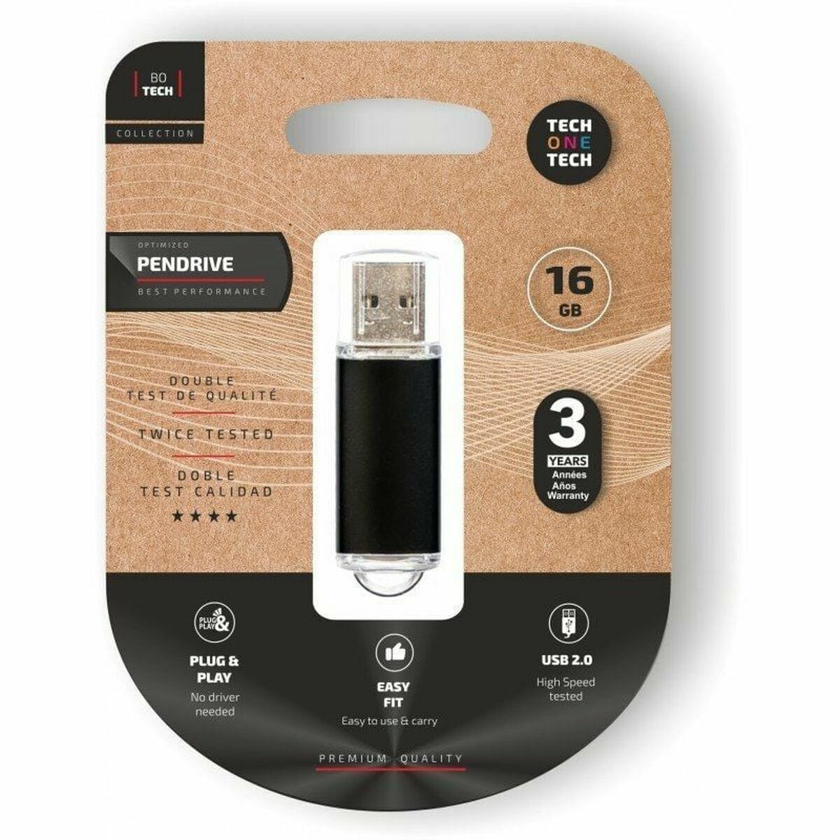 Memoria USB Tech One Tech TEC3006-16 Negro 16 GB