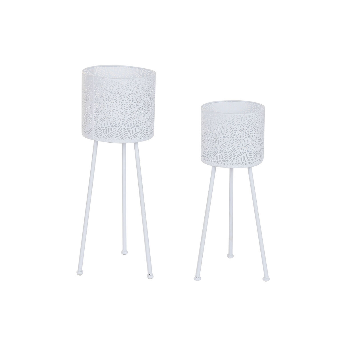Set de Maceteros Home ESPRIT Blanco Hierro 23 x 23 x 66 cm
