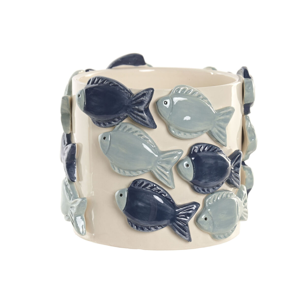 Macetero Home ESPRIT Azul Blanco Cerámica 18 x 18 x 16 cm