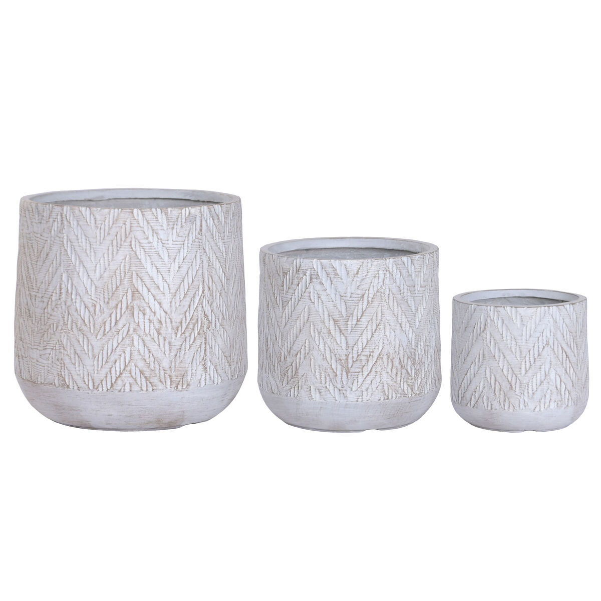 Set de Maceteros Home ESPRIT Marrón Gris Fibra Magnesio 51 x 51 x 51 cm (3 Piezas)