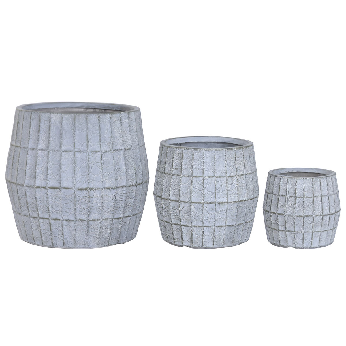 Set de Maceteros Home ESPRIT Gris Fibra Magnesio 50 x 50 x 50 cm (3 Piezas)
