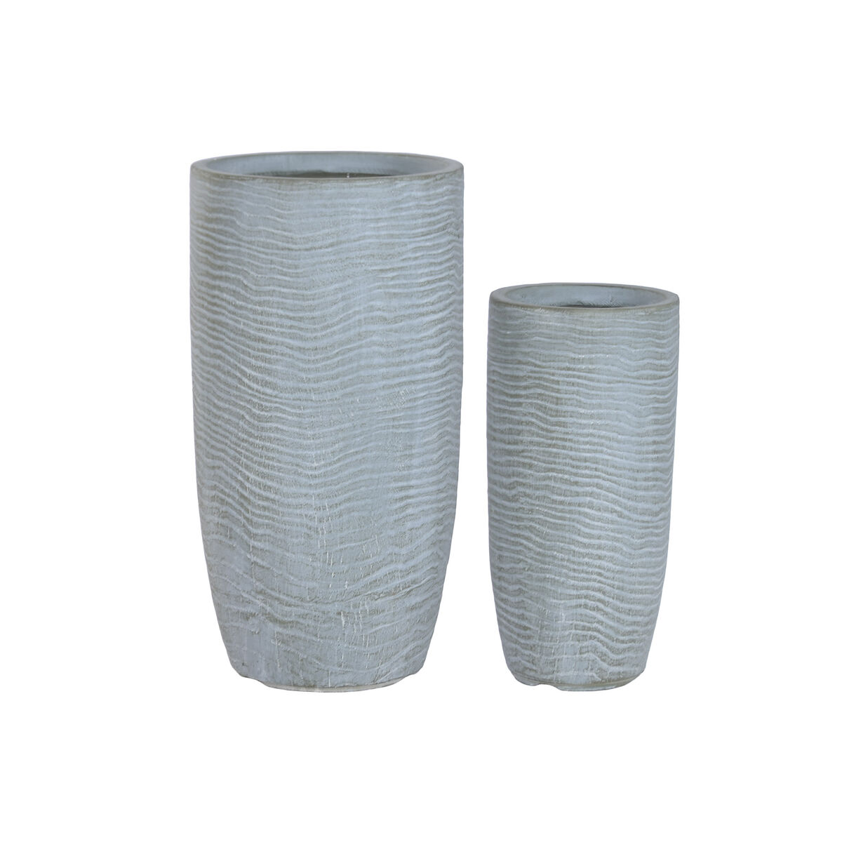 Set de Maceteros Home ESPRIT Gris Fibra Magnesio 33 x 33 x 62 cm (2 Piezas)