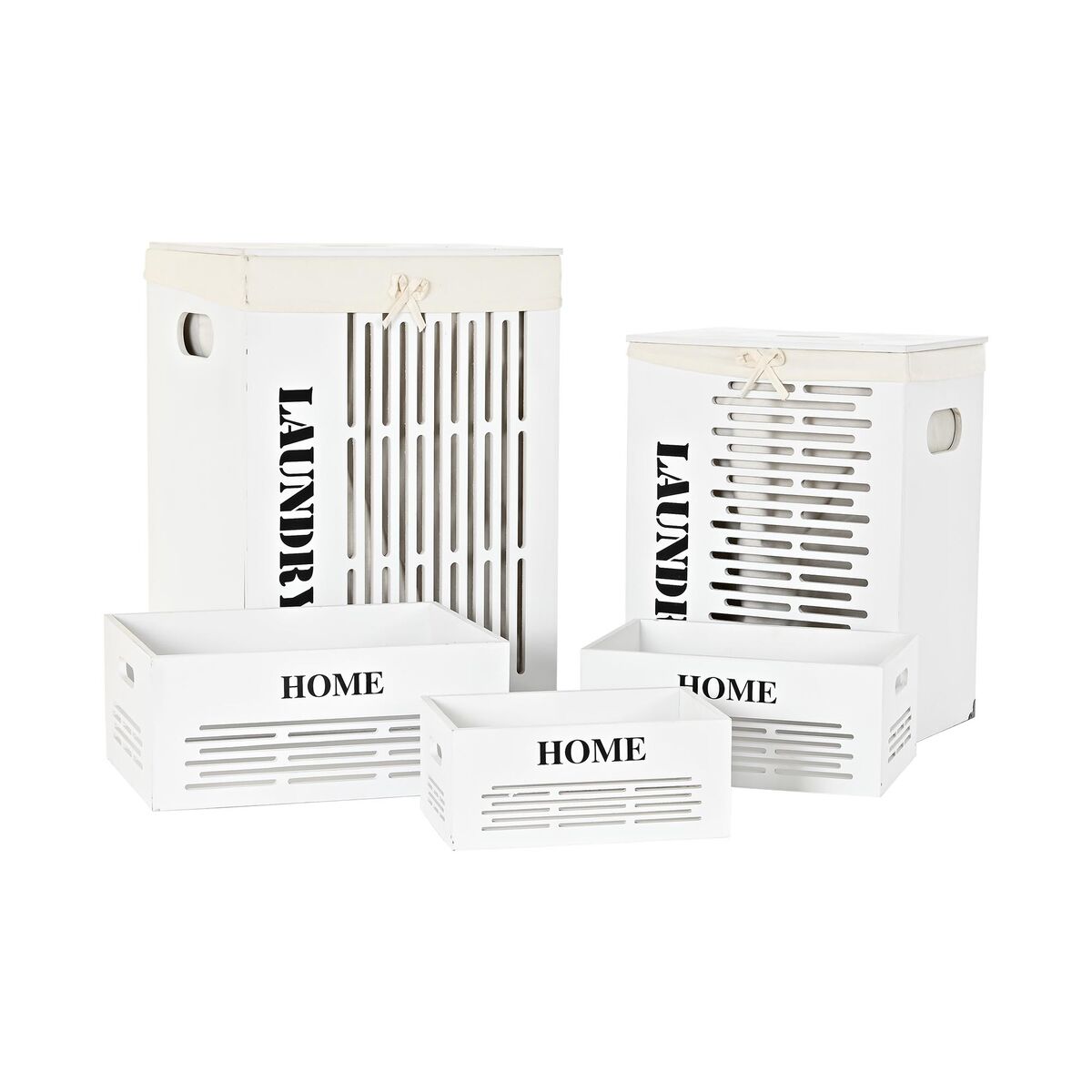 Juego de Cestos DKD Home Decor Blanco Negro Beige Madera MDF 40 x 30 x 56 cm 5 Piezas (5 Unidades)