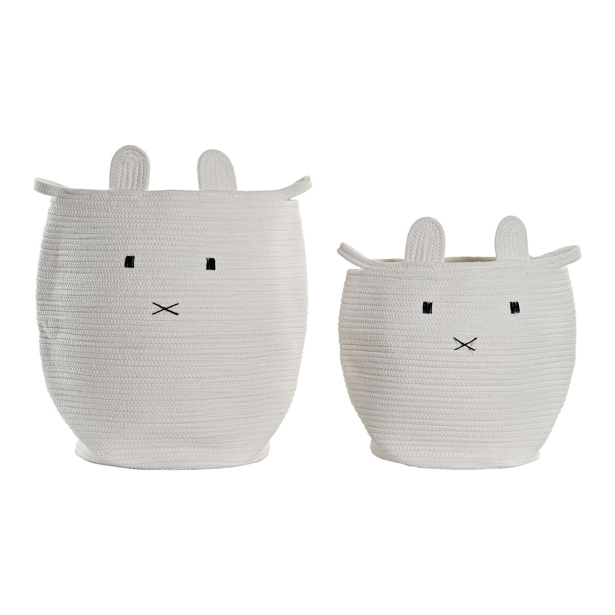 Juego de Cestos DKD Home Decor Blanco Infantil Animal 35 x 35 x 49 cm