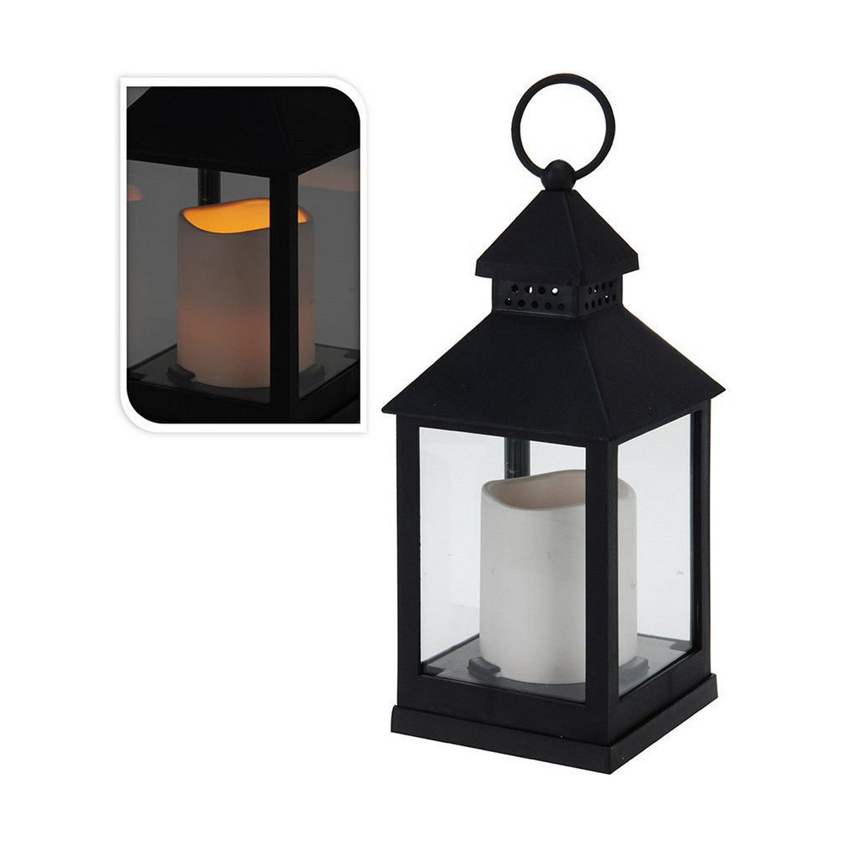 Farolillo Negro Metal Vela LED