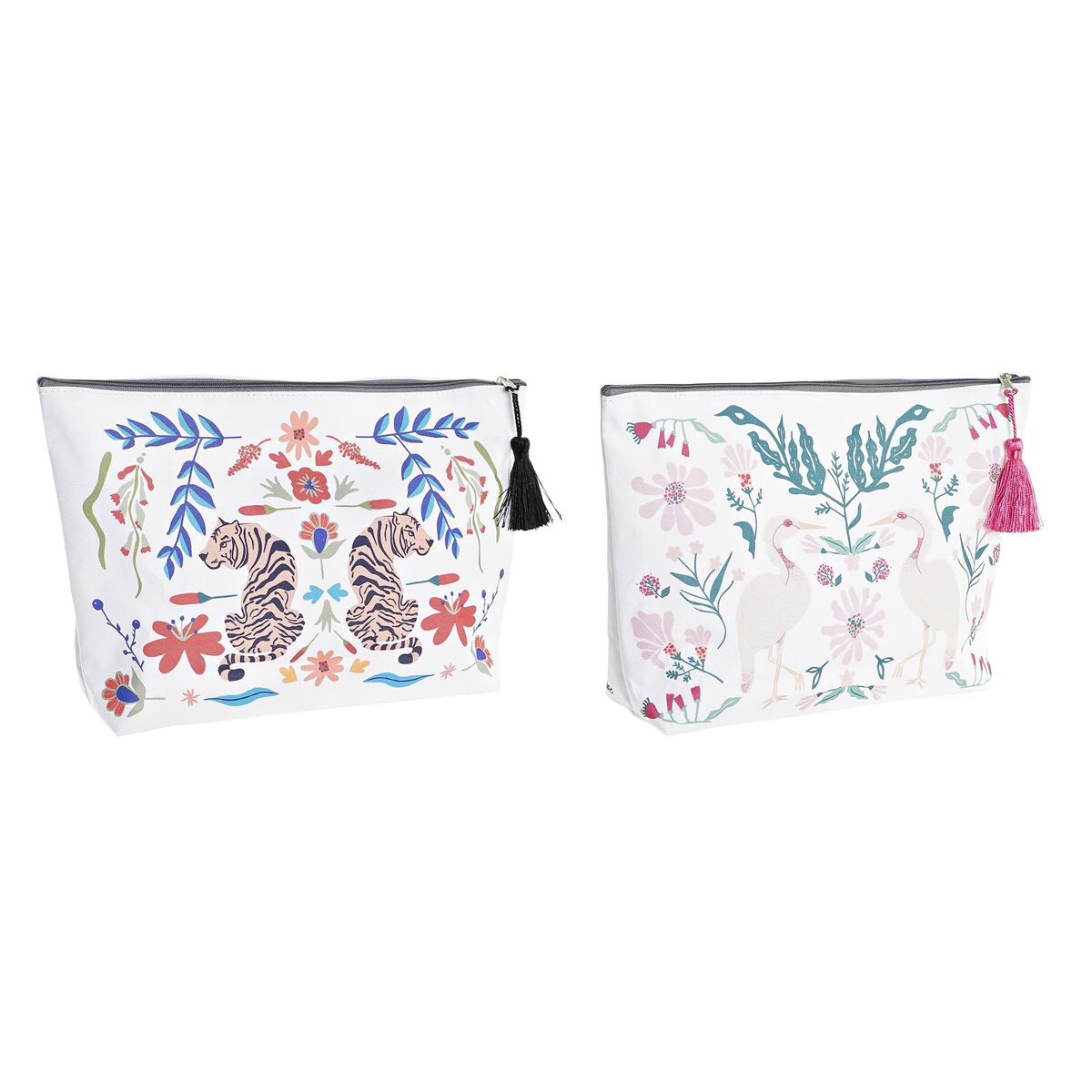 Neceser DKD Home Decor Blanco Beige Multicolor (2 Unidades)