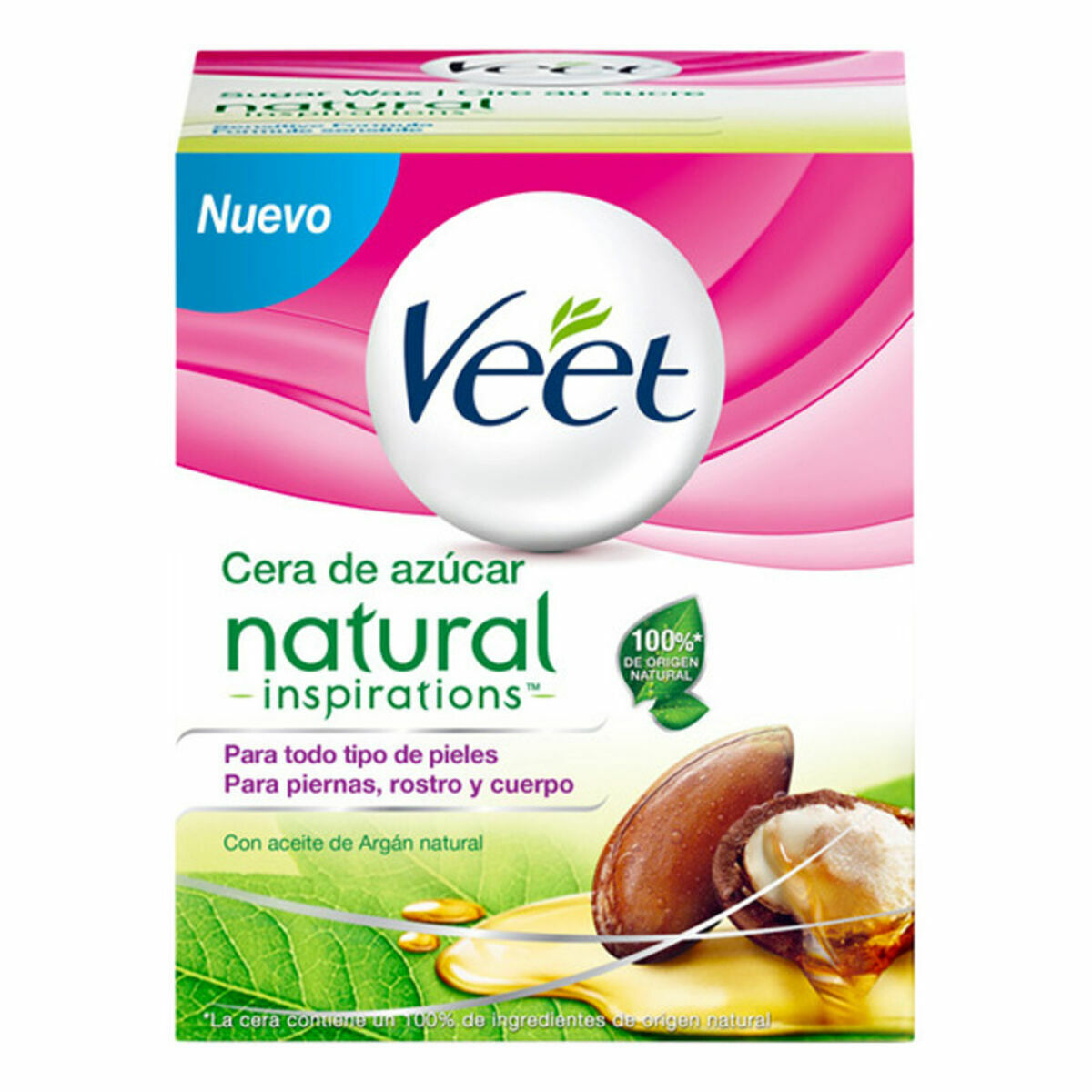 Crema Depilatoria Corporal Veet Cera Tibia Natural 250 ml Aceite de Argán Azúcar
