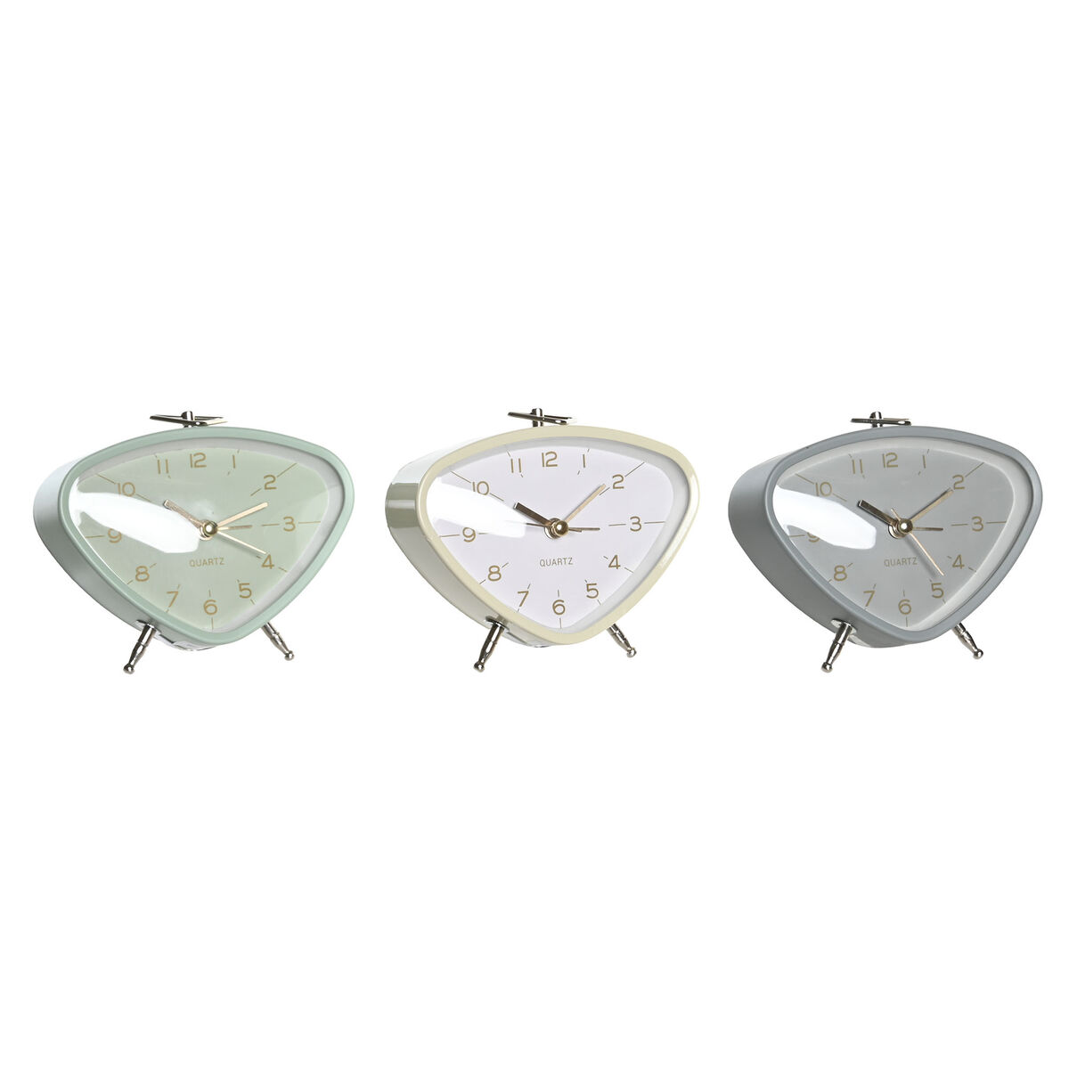 Reloj Despertador DKD Home Decor Azul Blanco Gris PVC Metal Vintage 11,5 x 4 x 10 cm (3 Unidades)