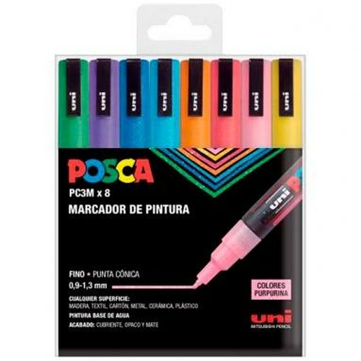 Set de Marcadores Uni-Ball PC-3M 8 Piezas Multicolor