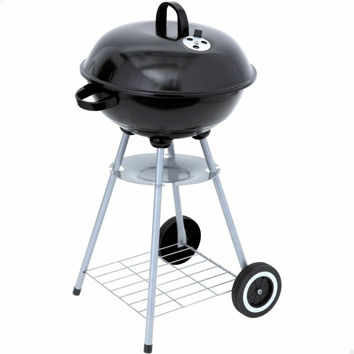 Barbacoa de Carbón con Ruedas Aktive 46 cm Redonda Negro Con Tapa