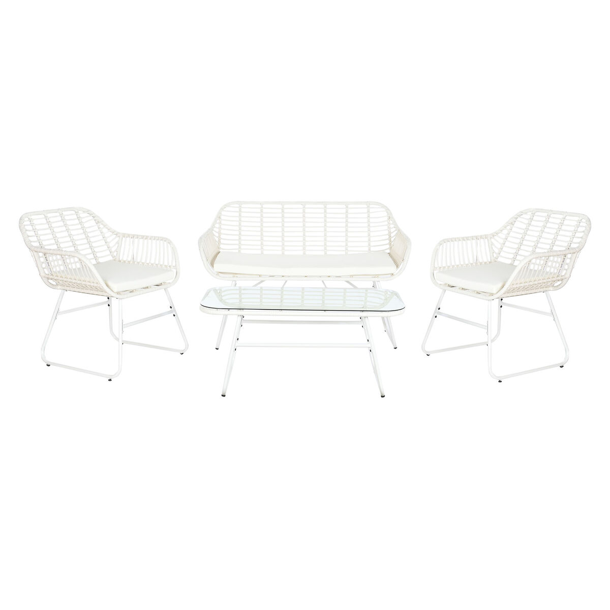 Muebles de Jardín DKD Home Decor Blanco 124 x 74 x 84 cm (4 Piezas)