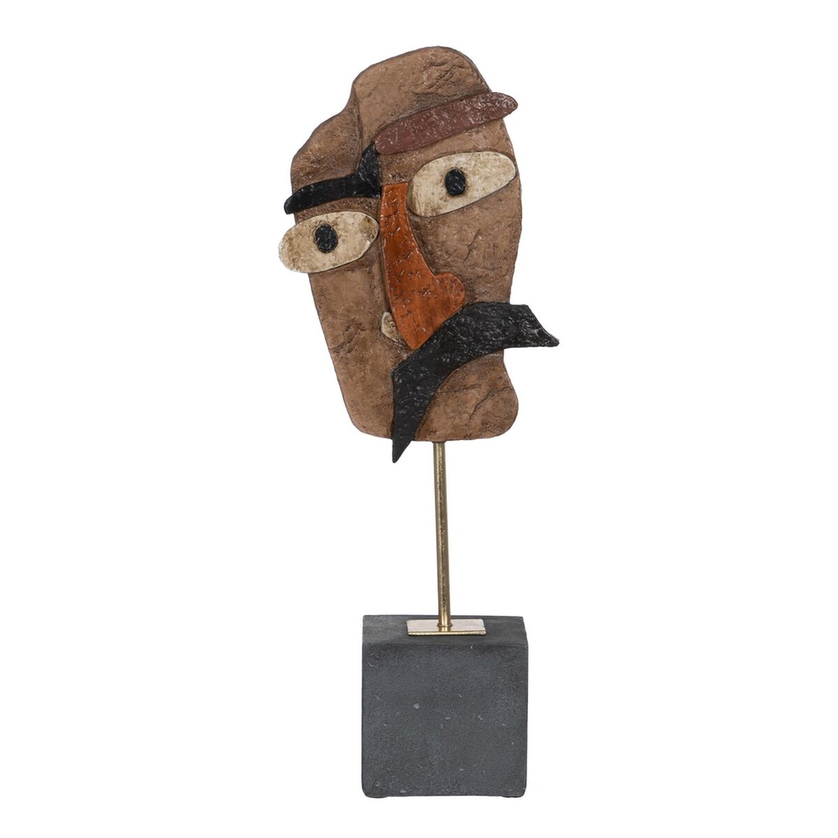 Figura Decorativa Marrón Negro Máscara 18 x 11 x 48,5 cm