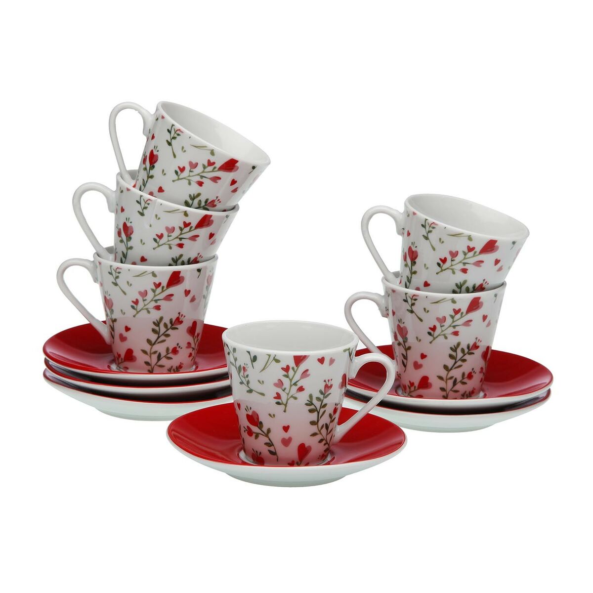 Juego de Café Versa Porcelana Corazones 6 Unidades