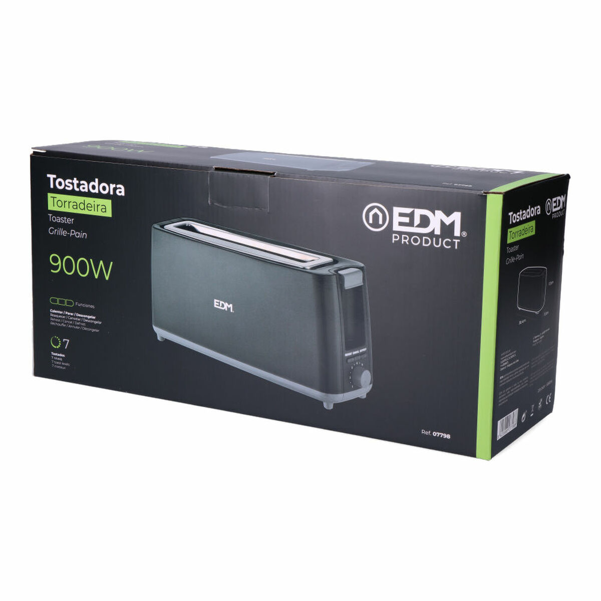 Tostadora EDM 07798 Black Design 900 W Larga