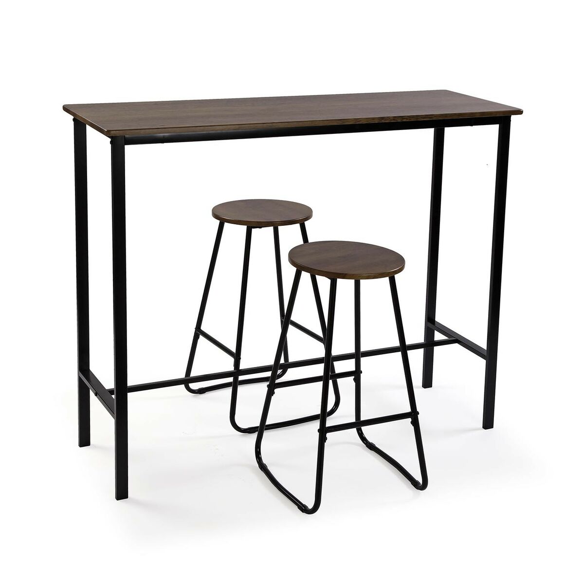 Conjunto de Mesa con 2 Sillas Versa Negro PVC Metal Madera MDF 40 x 120 x 100 cm