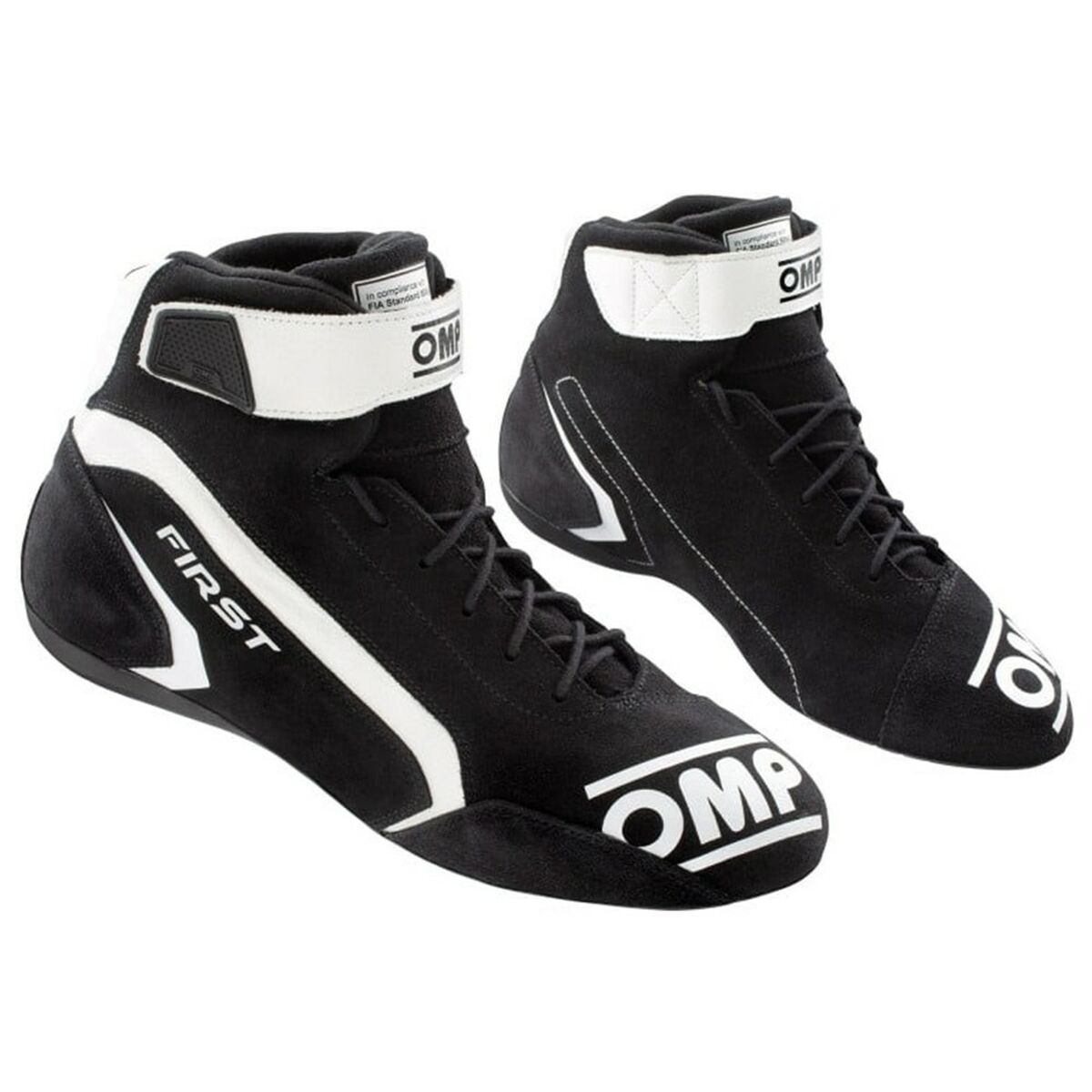 Botines Racing OMP FIRST Negro/Blanco 45