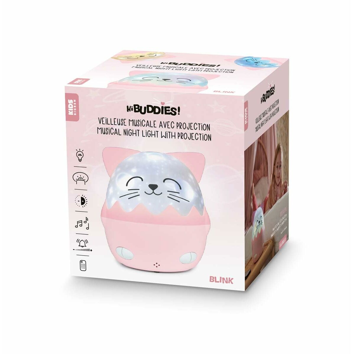 Luz nocturna Bigben NLPKIDSCAT Rosa Plástico